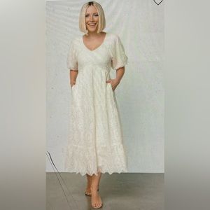 Baltic Born Rawlins Embroidered Dress- Ivory XL NBW